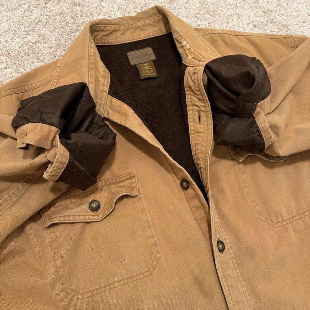 Y2K Vintage St. John's Bay Fleece-Lined Military Style Work Jacket | Tan‎ | XL